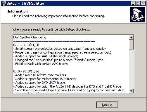 Lavfsplitterのダウンロードとインストール 枯れ木も山の賑わい