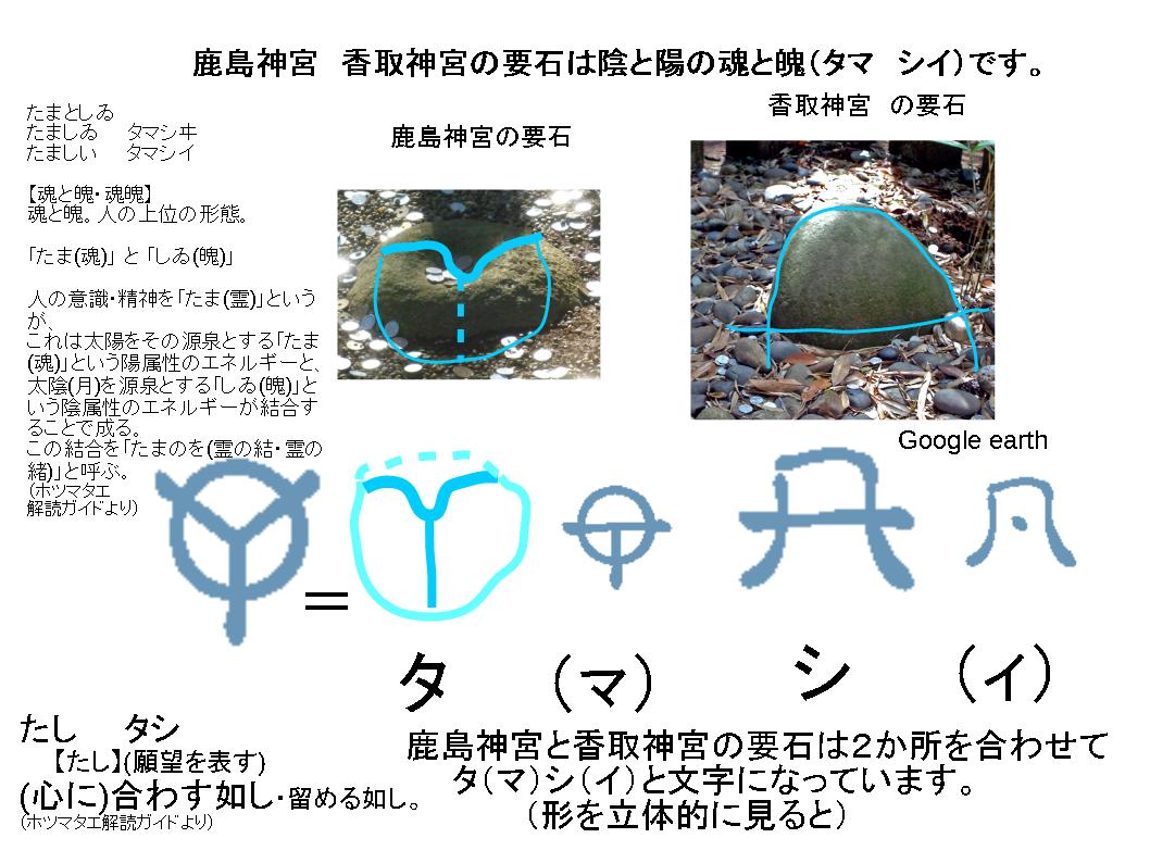 鹿島神宮と香取神宮の要石の意味はタマ 魂 とシゐ 魄 とヲシテ文字で書かれています レイラインで繋がった伊豆の龍宮窟は マークの洞窟です Karomatuのブログ