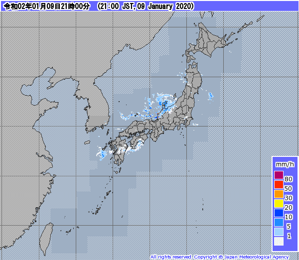 全国レーダー09時まで200110
