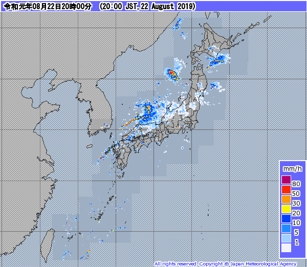 全国レーダー08時まで190823