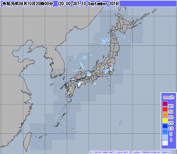 全国レーダー08時まで190911
