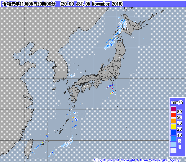 全国レーダー08時まで191106