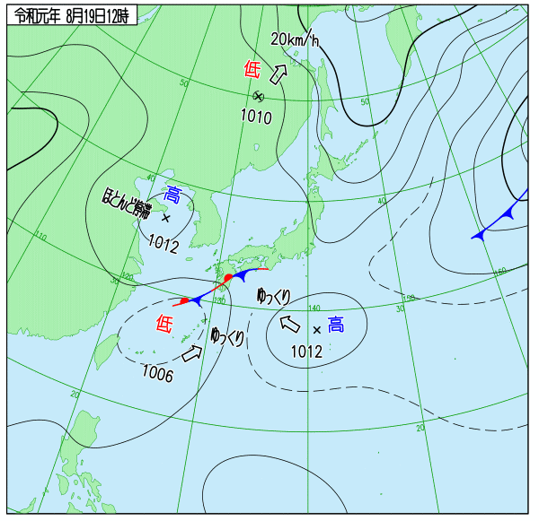 実況天気図アニメ190822