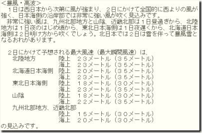 暴風高波情報141201