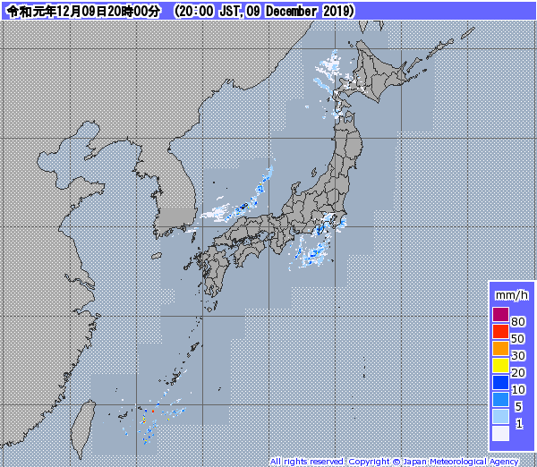 全国レーダー08時まで191210