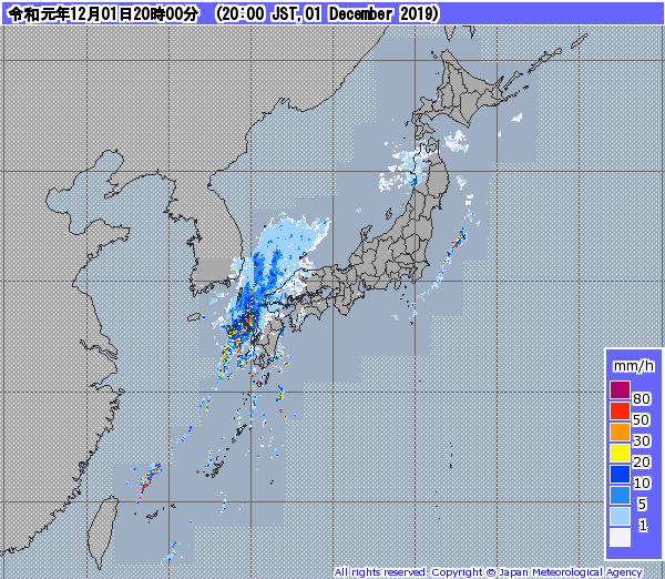 全国レーダー08時まで191202