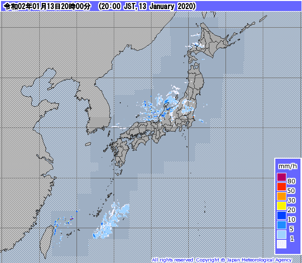 全国レーダー08時まで200114