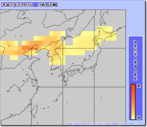 黄砂予測図150315