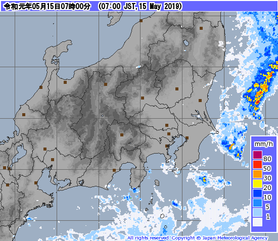中部レーダー19時まで12時間190515