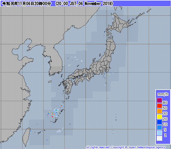 全国レーダー08時まで191107