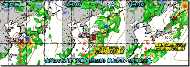 アメリカGFSモデル140708