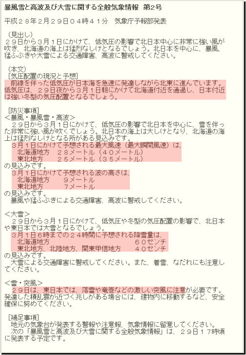 気象情報160229