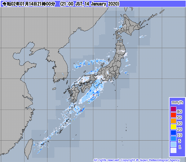 全国レーダー09時まで200115