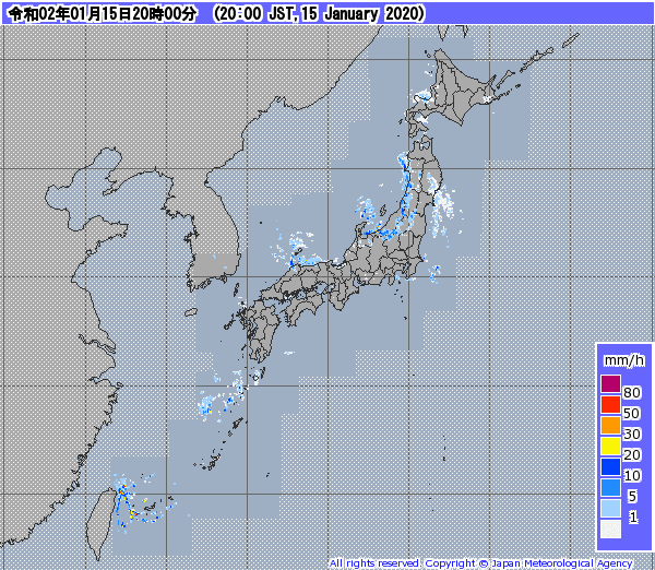 全国レーダー08時まで200116