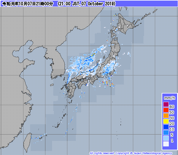 全国レーダー09時まで191008
