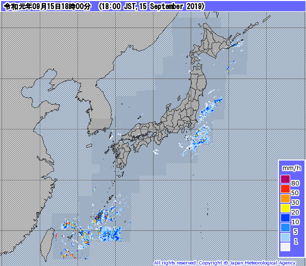 全国レーダー06時まで190916