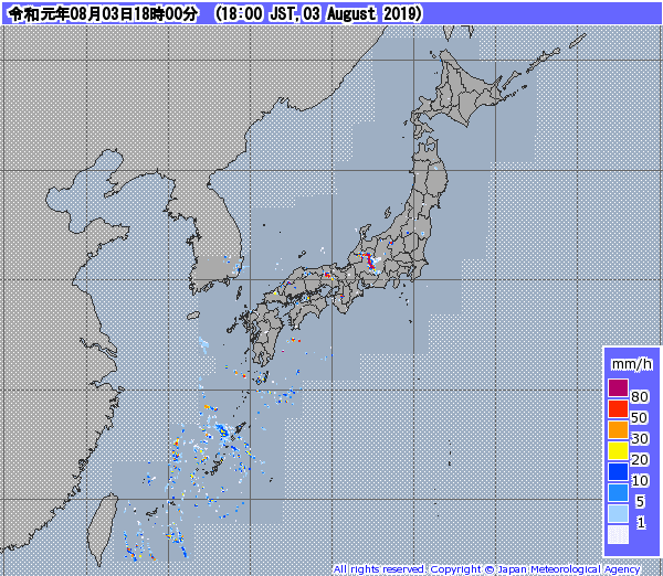 全国レーダー06時まで190804