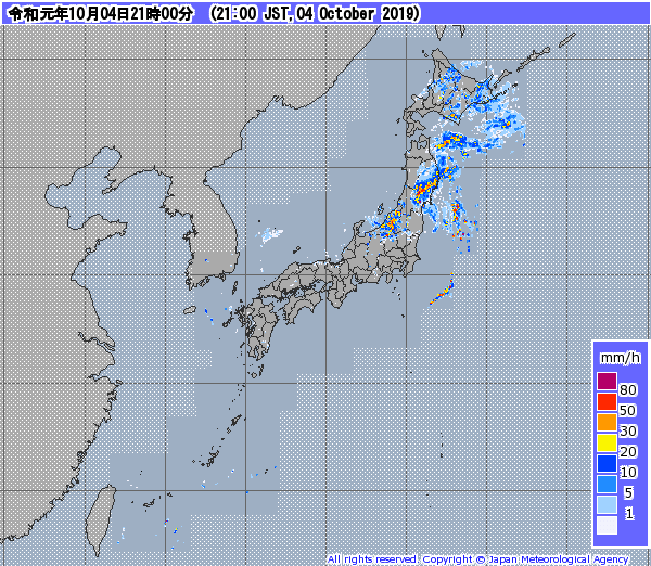 全国レーダー09時まで191005