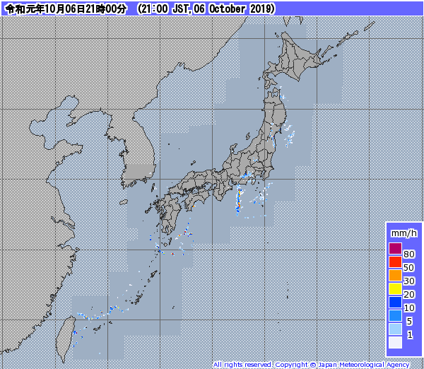 全国レーダー09時まで191007
