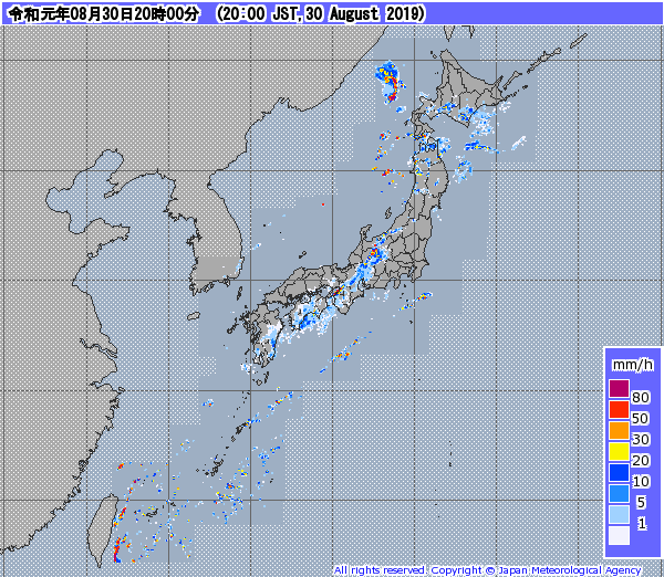 全国レーダー07時まで190831