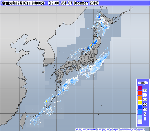 全国レーダー07時まで191208