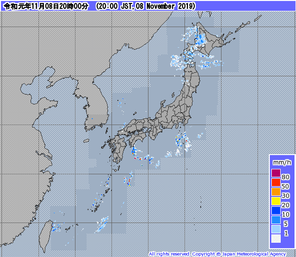 全国レーダー08時まで191109
