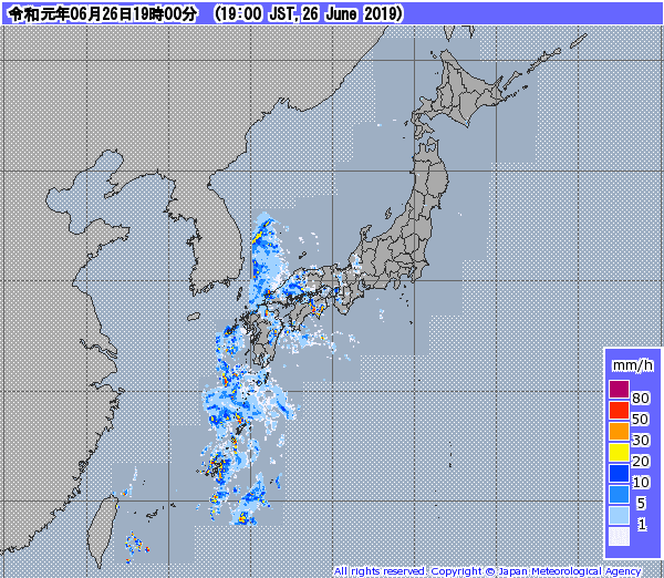 全国レーダー07時まで190627