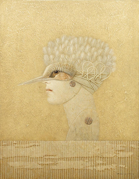 牛島義弘、【孵卵床】、希少な大判額装用画集より、美品、日本人画家 牛島義弘、【孵卵床】、希少な大判額装用画集より、美品、日本人画家