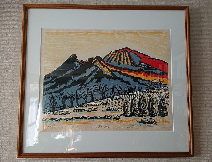 s-岩田先生作の浅間山版画（2004年12月5枚刷りの2）
