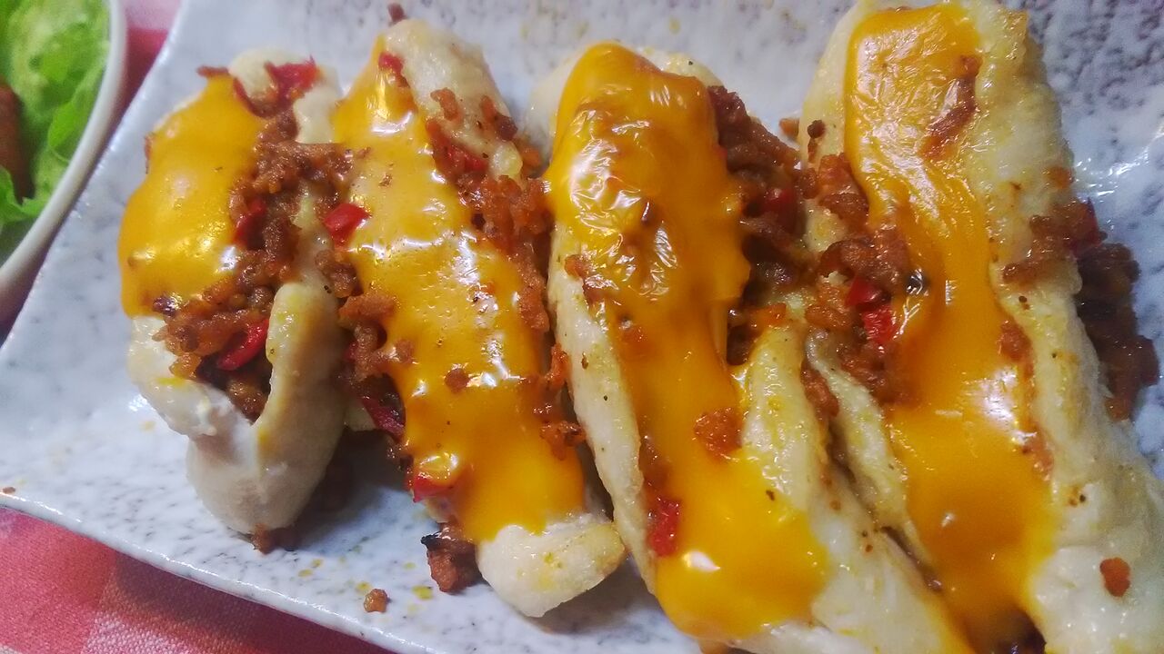 ささみのチーズ焼きと白身魚つくね揚げと芋の葉炒めでお昼ご飯 みいこの部屋