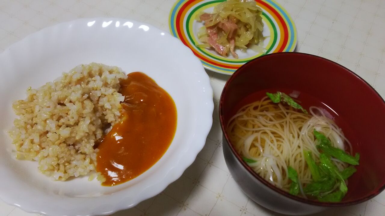 孫のお昼ご飯は玄米とアンパンマンカレーとソーメンお汁 みいこの部屋 孫のお昼ご飯は玄米とアンパンマンカレーとソーメンお汁 みいこの部屋