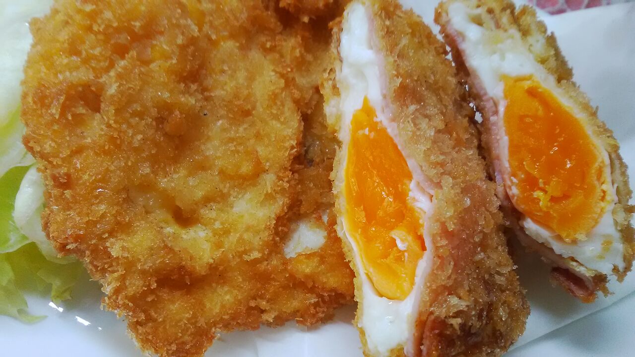 卵フライと芋の葉炒めでお昼ご飯 みいこの部屋