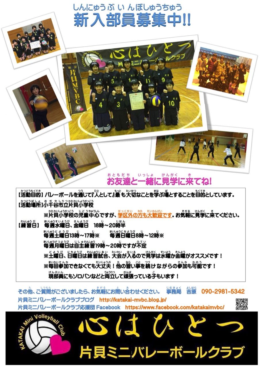 一緒にバレーボールしませんか 新入部員大募集 片貝ミニバレーボールクラブ