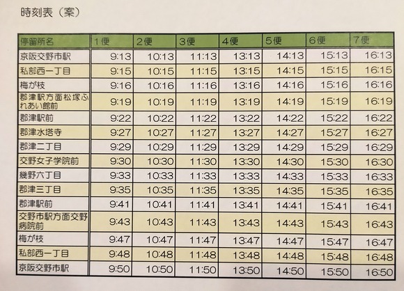 おりひめバス 時刻表2