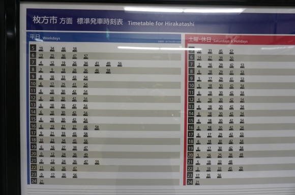 交野市駅 時刻表