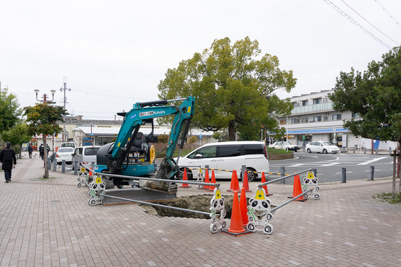 河内磐船駅前 雨量計 工事 202403171