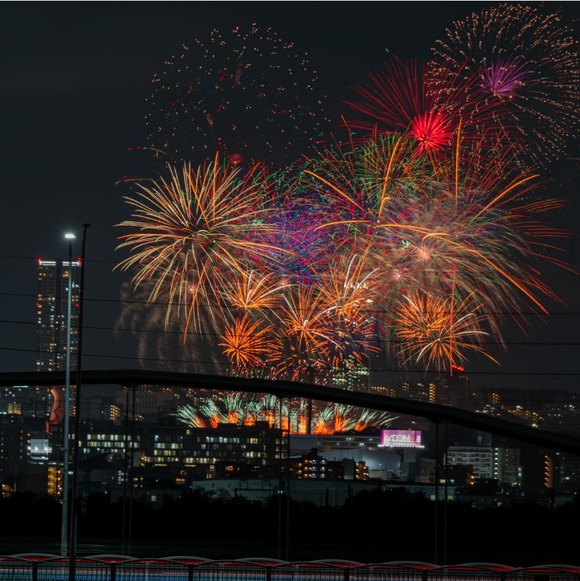 枚方から見たディズニー花火