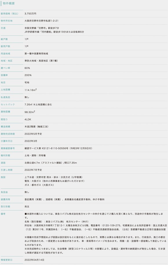 交野私部物件概要new