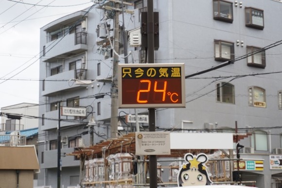 星田駅前の気温計 20250327-1