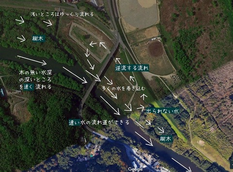 小田川合流点 g地図矢印