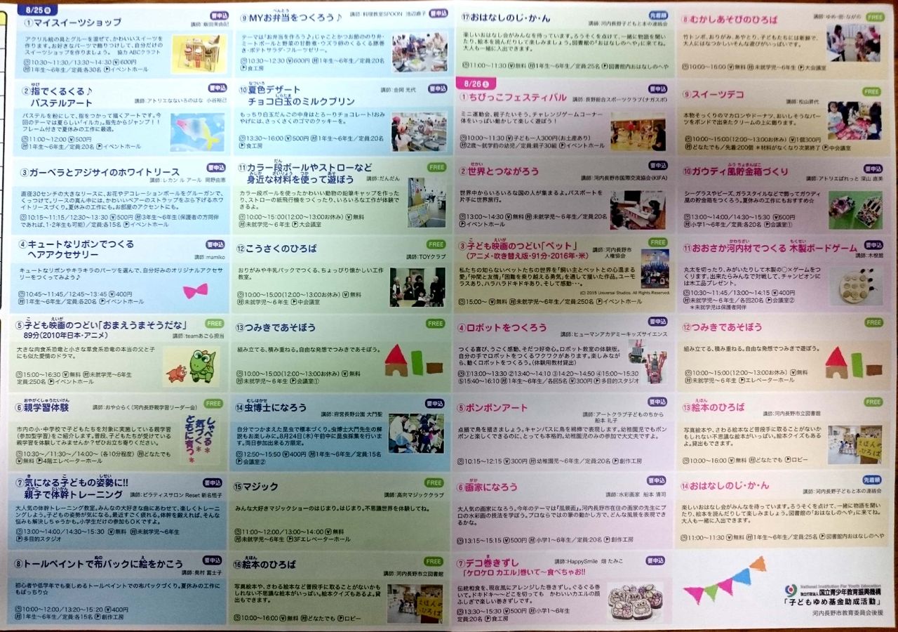 17 夏休みラスト２週間 河内長野で楽しく過ごすためのイベント情報まとめ グルメ キッズ 映画などジャンル色々 無料イベントも かわちーな かわちーの
