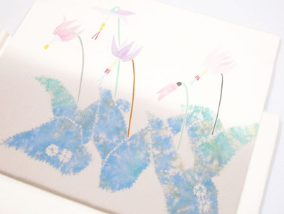 カタクリの花二部式名古屋帯 木原明作 アップ