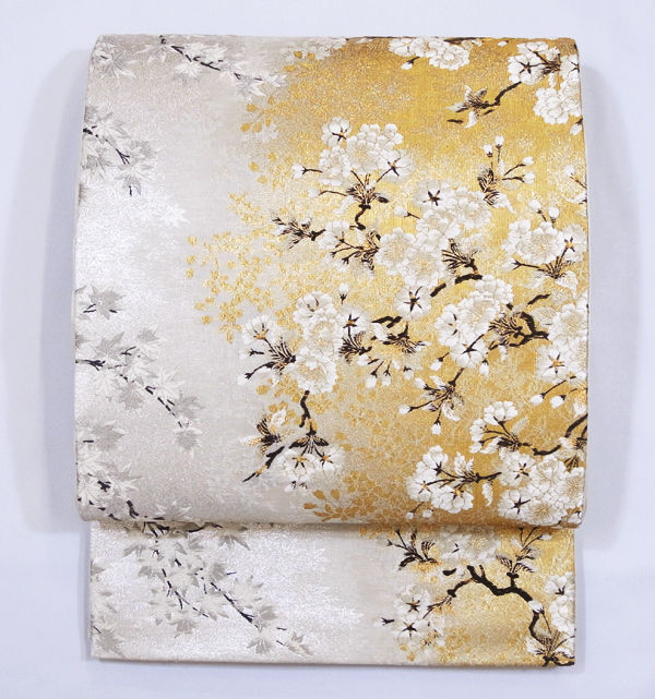 袋帯○桜シルエット （老舗 帯清】 特選逸品西陣織袋帯 ≪お仕立て  