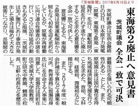 東海第二原発の運転延長を行わないよう求める意見書が採択されました。