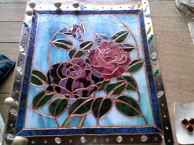 ハート薔薇 サンキャッチャー ステンドグラス ステンドグラス製 ハート