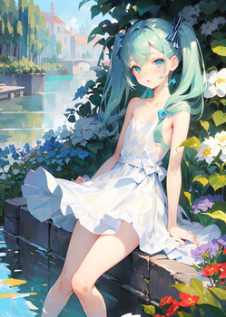 美しい空気、花、水の精気