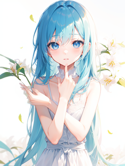 百合と少女のイラスト