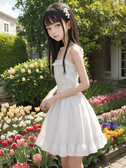 チューリップが咲く庭