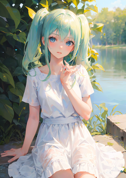 緑の多い湖