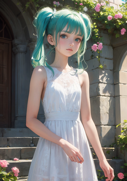 花が咲く古城で